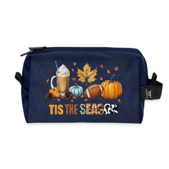 Tis the season Autumn time with football and coffee - Recycled Toiletry Zip Bag - navy - Front