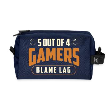 5 Out Of 4 Gamers Blame Lag Gaming Humor - Recycled Toiletry Zip Bag - navy - Front