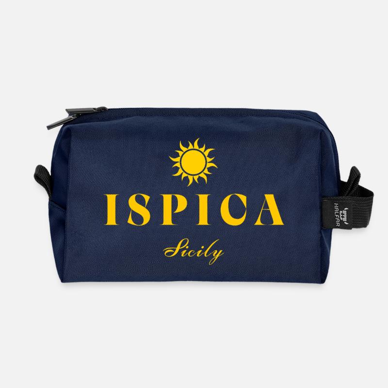 Ispica Sicily Suncrest Logo - Recycled Toiletry Zip Bag - navy