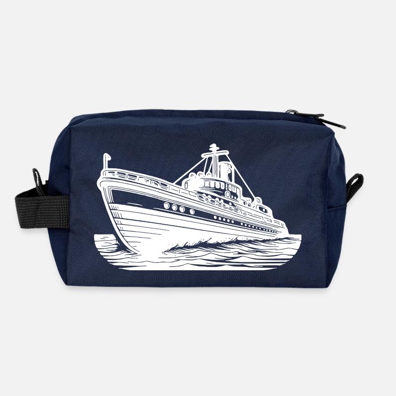 Schnittiges Hochseeschiff Kutter Schlepper - Recycelte Kulturtasche - Navy