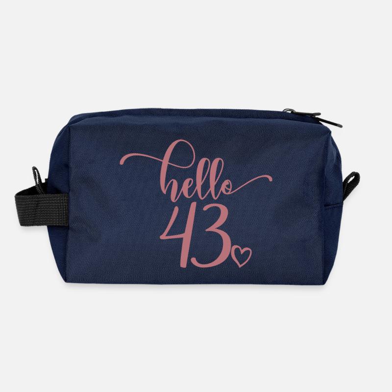 Hello 43 - Mignon cadeau de 43e anniversaire pour femmes Trousse de toilette en tissu recyclé