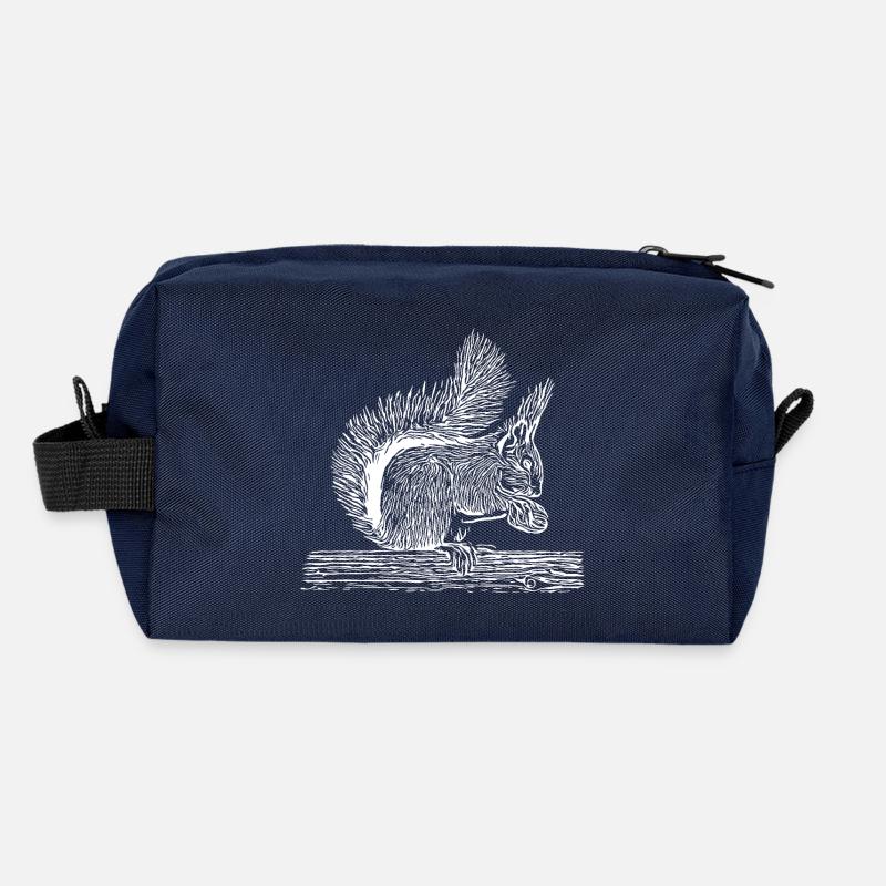 Süßes Eichhörnchen mit Nuss - Recycelte Kulturtasche - Navy