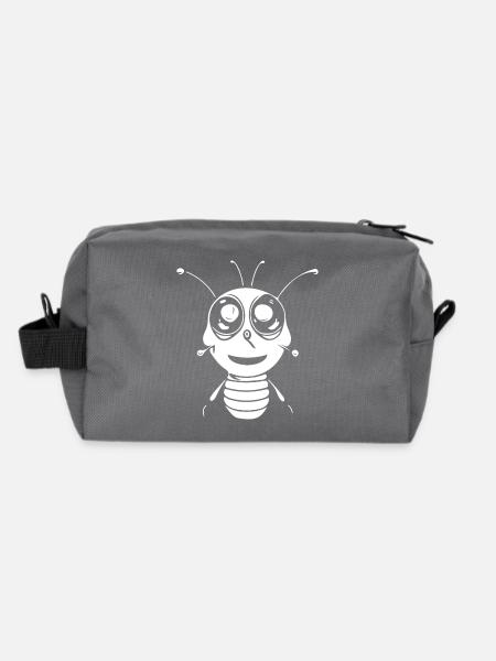 Petite abeille mignonne et souriante - Trousse de toilette en tissu recyclé - anthracite - Dos