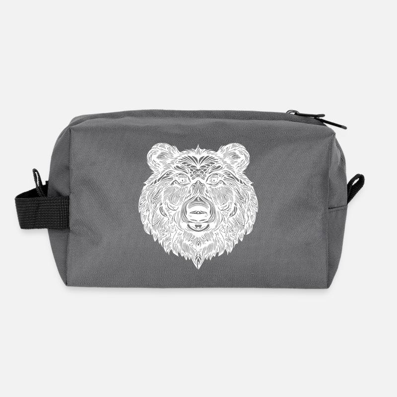 Mignon tête d’ours hirsute Trousse de toilette en tissu recyclé