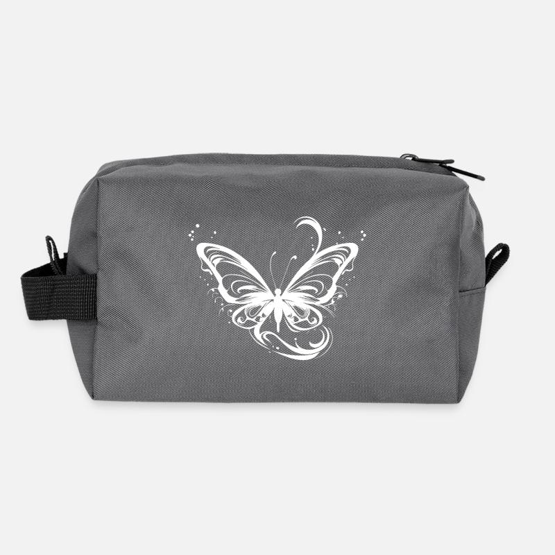 Pretty Tattoo Lines Style Butterfly Recycled Toiletry Zip Bag