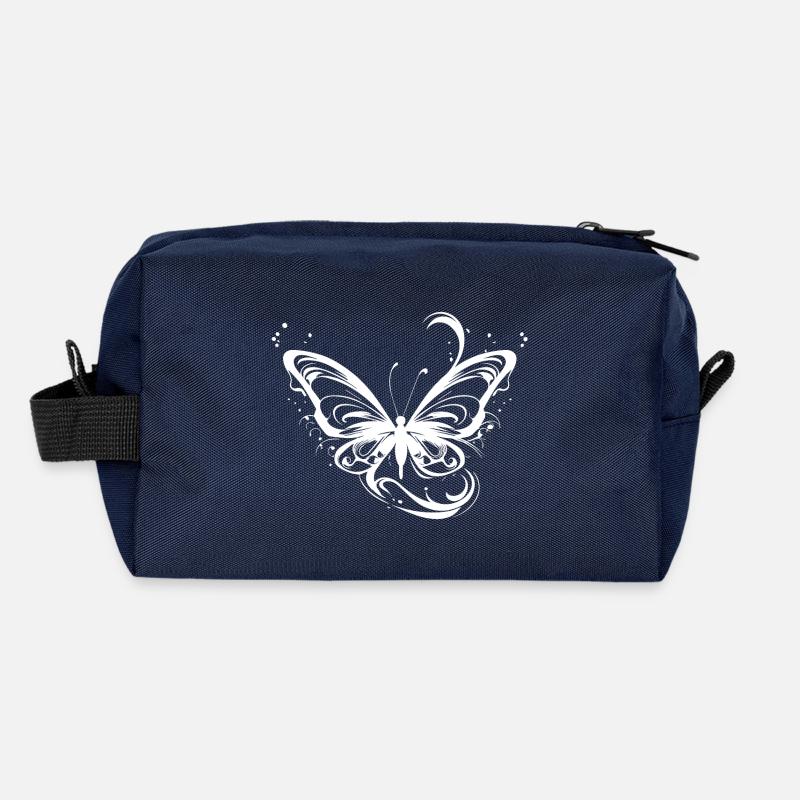 Pretty Tattoo Lines Style Butterfly Trousse de toilette en tissu recyclé