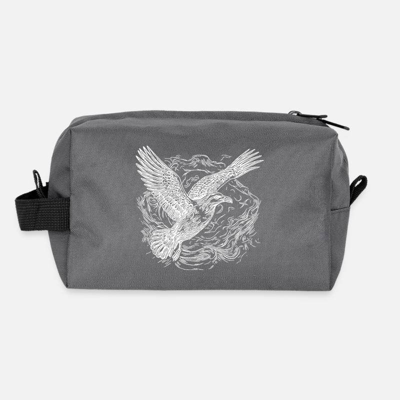 Flying seagull over the water cloud Recycled Toiletry Zip Bag