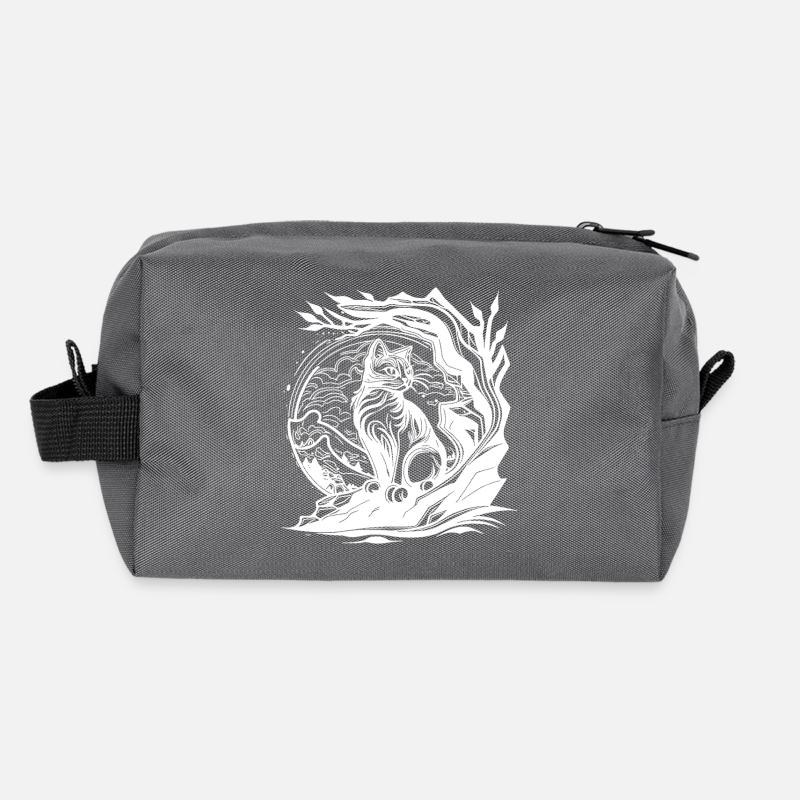 Joli petit chat de la nature dans le style de tatouage Trousse de toilette en tissu recyclé