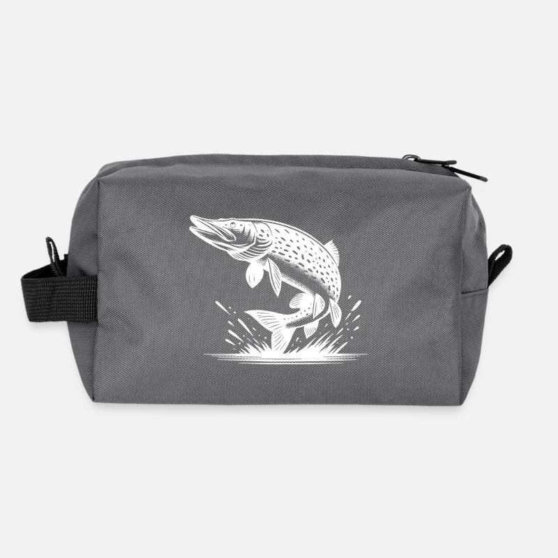 Big Leaping Pike Fish Recycled Toiletry Zip Bag