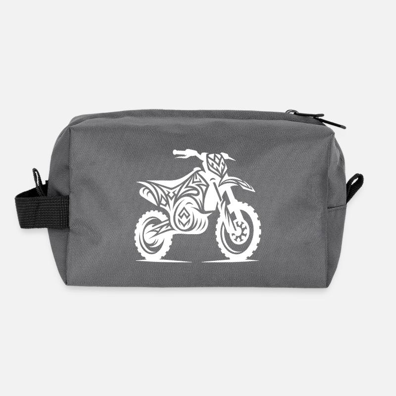 Machine tout-terrain de moto dans le style de tatouage Trousse de toilette en tissu recyclé