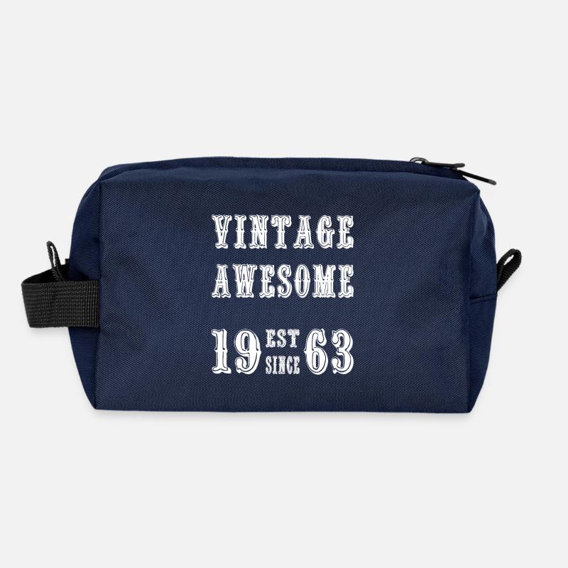 Vintage Awesome EST SINCE 1963 Birthday Recycled Toiletry Zip Bag