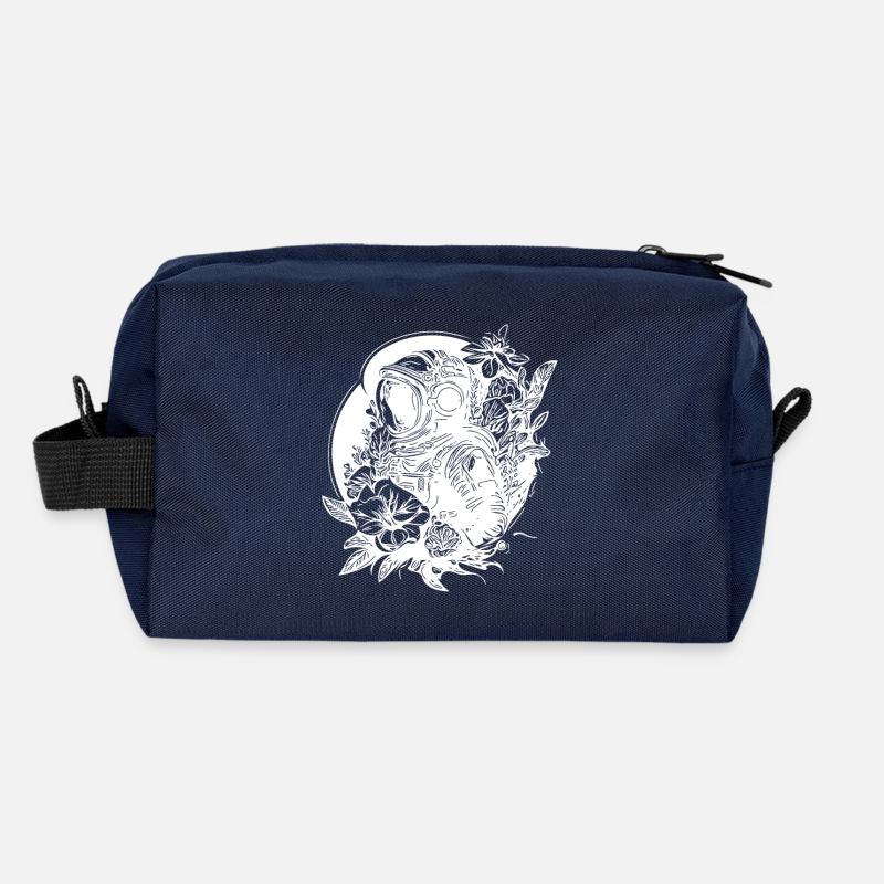Astronaute avec des fleurs au clair de lune Trousse de toilette en tissu recyclé