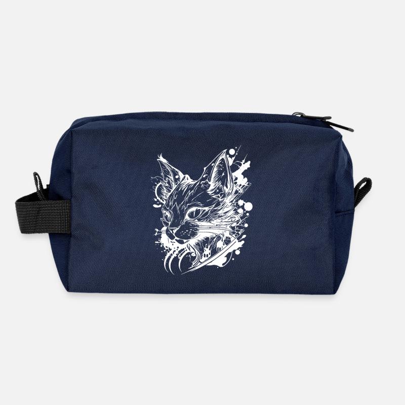 Space Cat in Vintage Tattoo Style Recycled Toiletry Zip Bag