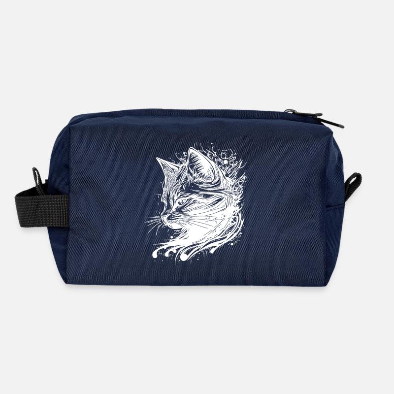 Petit chat mignon dans le style de tatouage Nature Splash Trousse de toilette en tissu recyclé