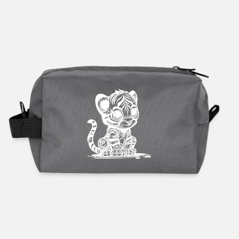 Petit tigre avec un joli motif rayé Trousse de toilette en tissu recyclé