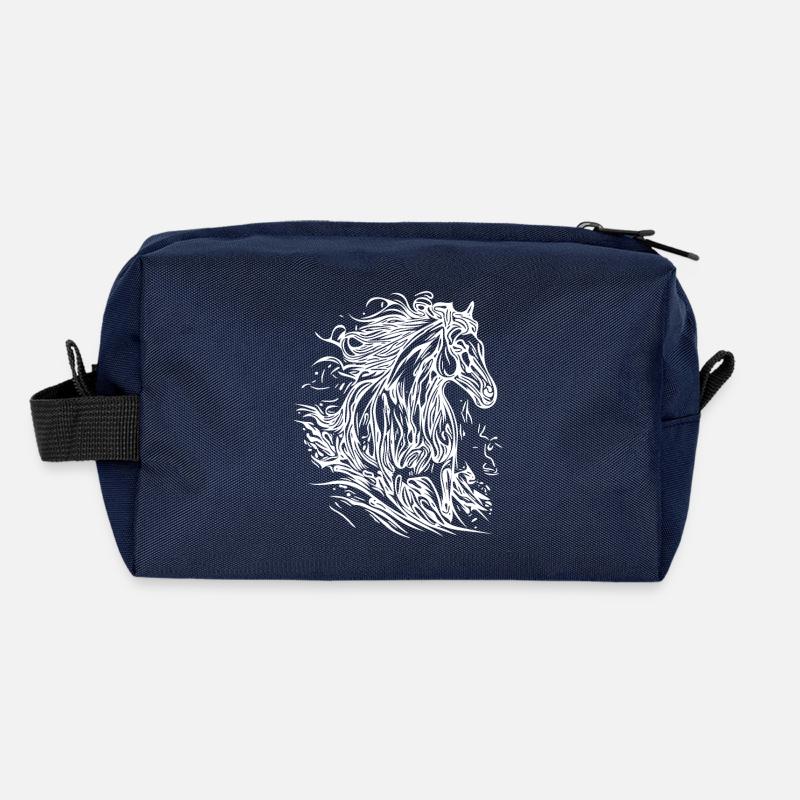 Etalon au galop avec crinière élégante dans le vent Trousse de toilette en tissu recyclé