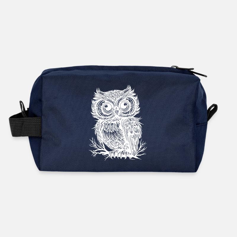 Big eyes forest owl on a branch Recycled Toiletry Zip Bag