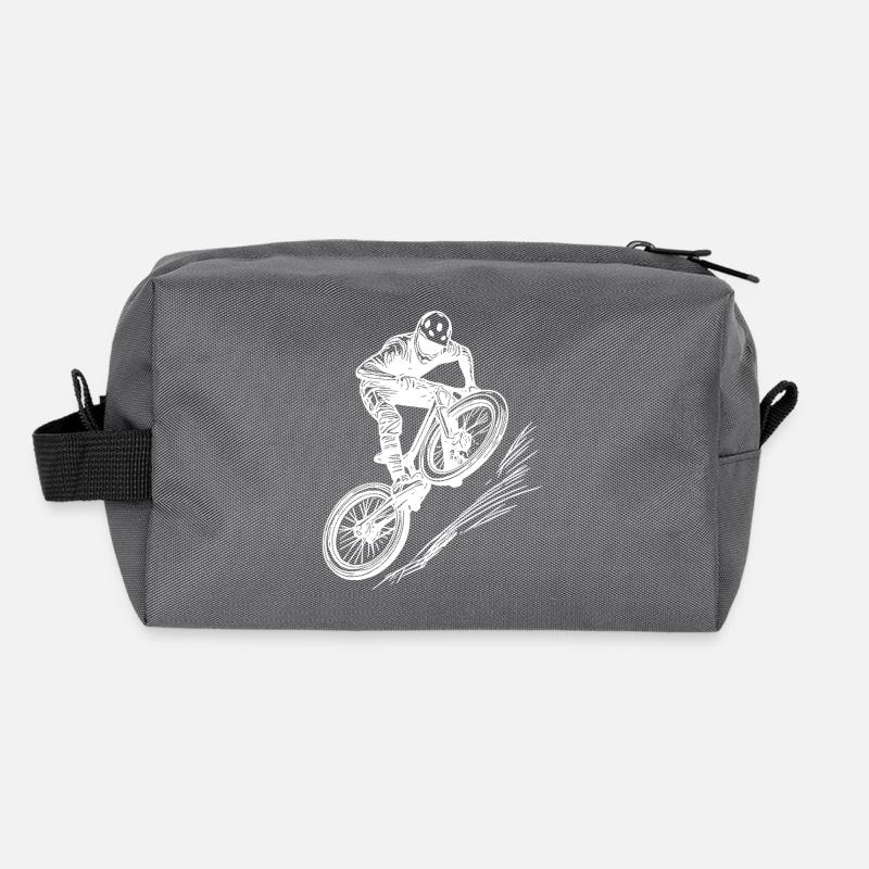 Mountain biker with downhill bike Recycled Toiletry Zip Bag