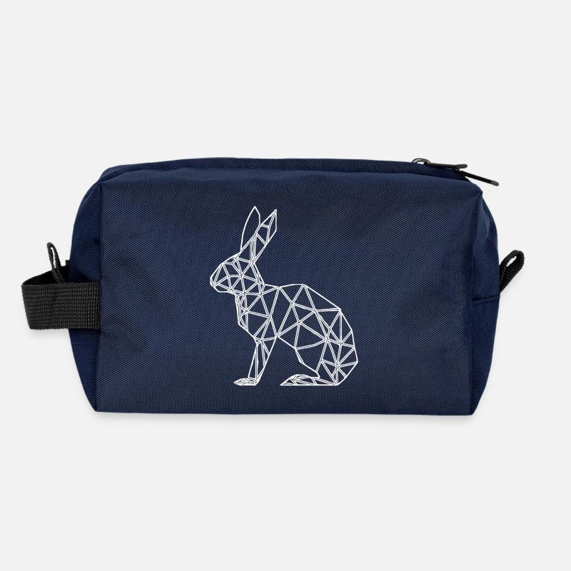 Géométrique Lapin Lignes mignonnes Lapin Trousse de toilette en tissu recyclé