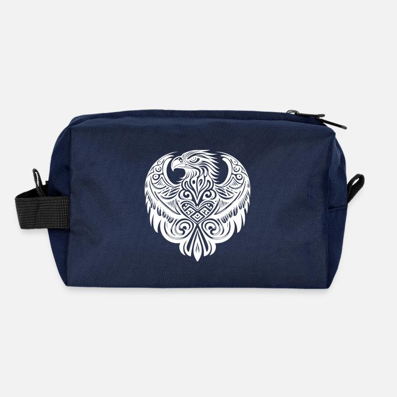 Eagle Head Logo in Tattoo Cartoon Style Recycled Toiletry Zip Bag