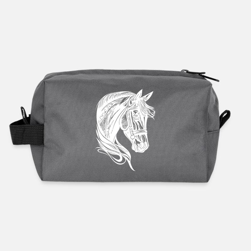 Élégant pedigree cheval Portrait tatouage Trousse de toilette en tissu recyclé
