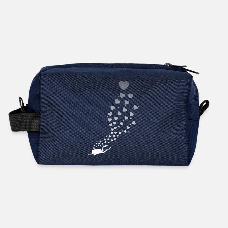 Taucher Liebe Herz - Recycled Toiletry Zip Bag - navy