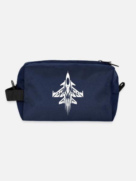 Tattoo Kampfflugzeug Modellflieger Modellflugzeug - Recycelte Kulturtasche - Navy - Hinten