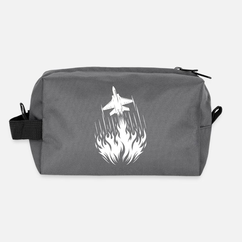 Fighter Jet Model Airplane Fire Flames Flight Recycled Toiletry Zip Bag
