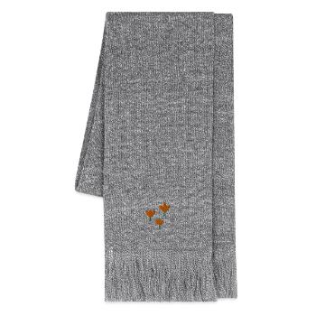 Tulips embroidered - Knitted Scarf - heather grey - Right