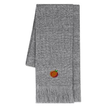 Peach embroidered - Knitted Scarf - heather grey - Right