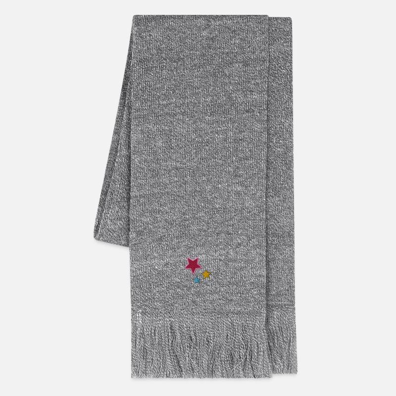 Sterne - Strickschal - Grau meliert