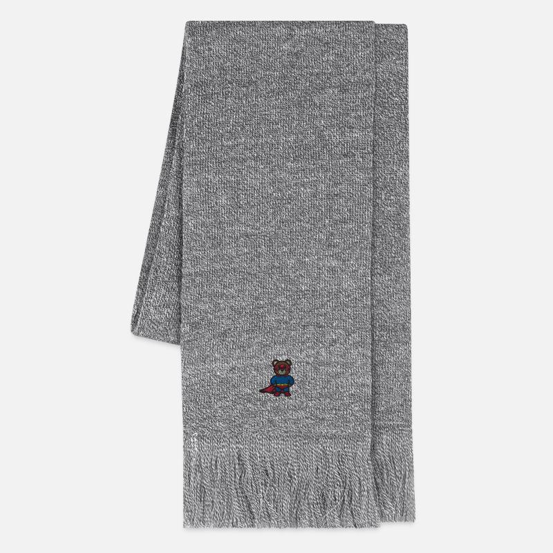 Superbear - Knitted Scarf - heather grey