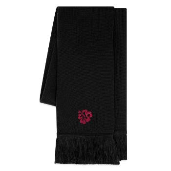 Blume bestickt - Strickschal - Schwarz - Rechts