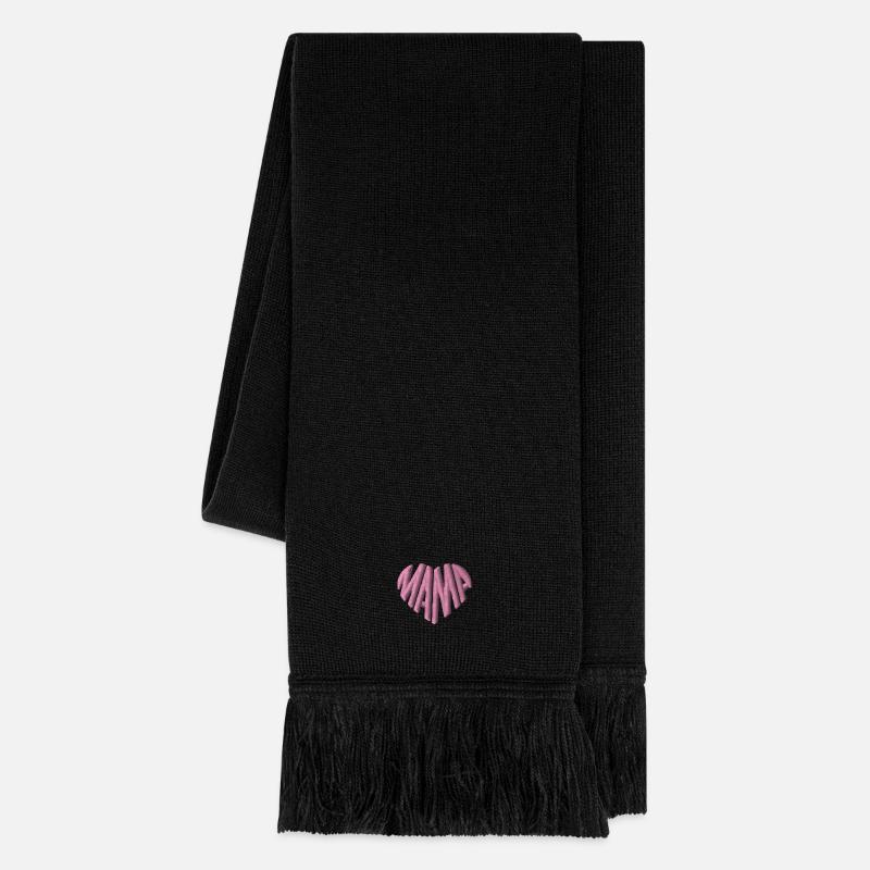 Mama Herz rosa bestickt - Strickschal - Schwarz