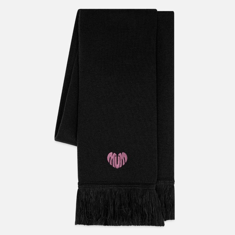 Mum Herz rosa bestickt - Strickschal - Schwarz