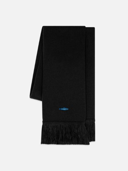 Forelle bestickt - Strickschal - Schwarz
