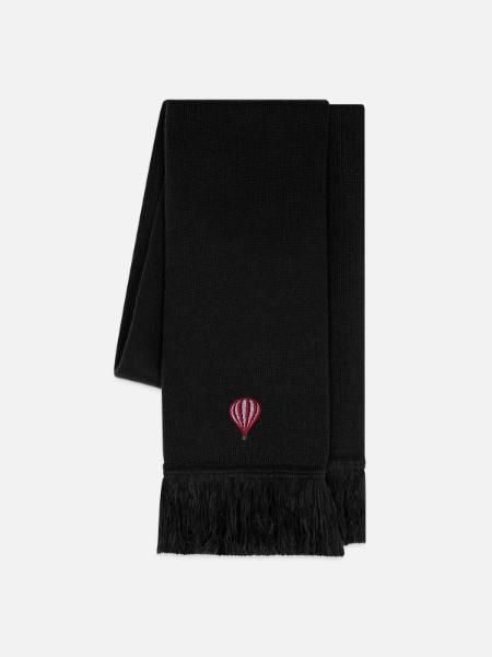 Heißluftballon bestickt - Strickschal - Schwarz