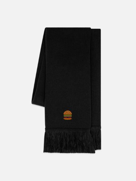 Burger brodé - Écharpe en maille - noir