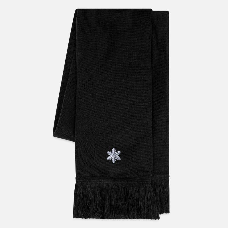 Flocon de neige blanc brodé - Écharpe en maille - noir
