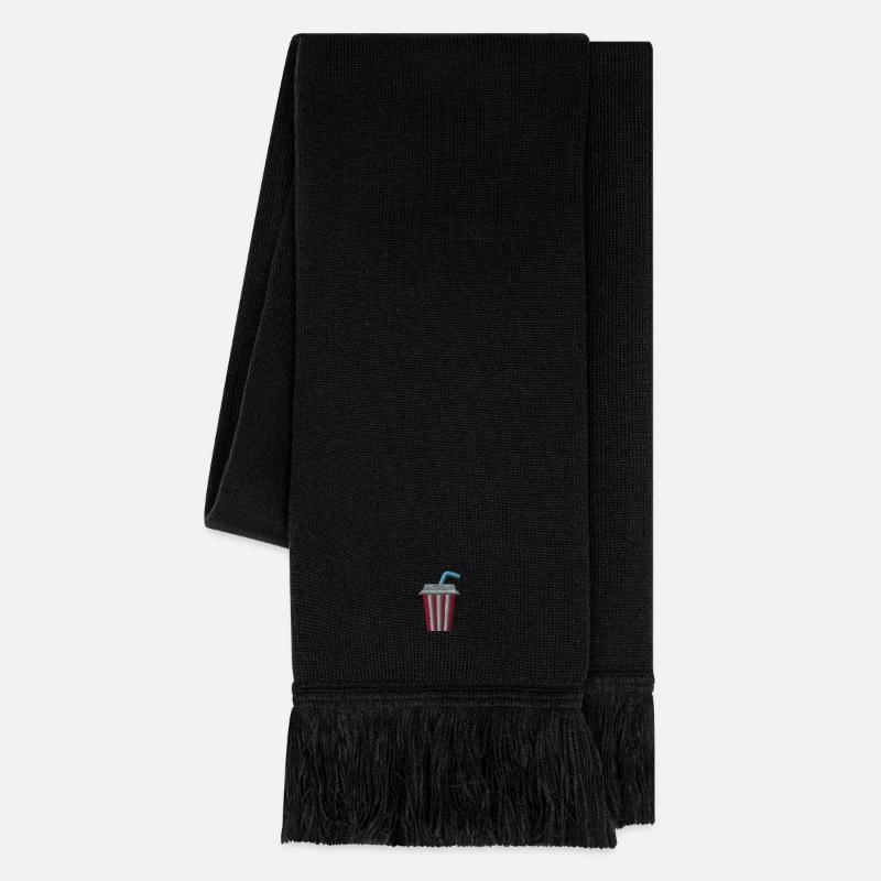 Embroidered lemonade cup - Knitted Scarf - black