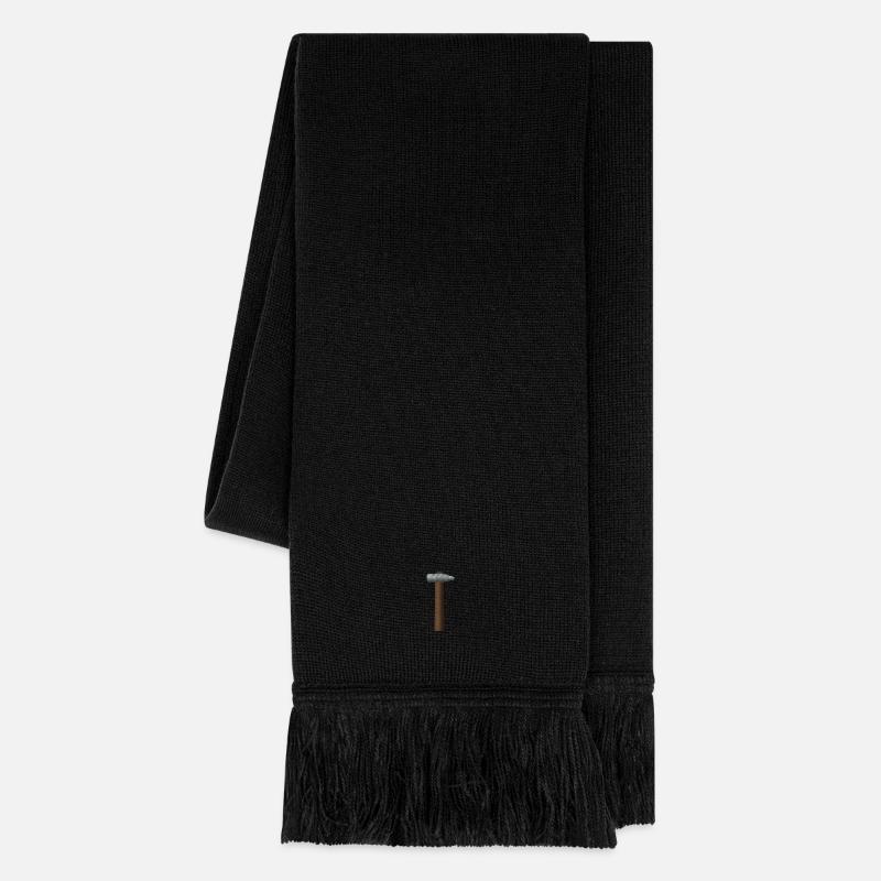 Marteau brodé - Écharpe en maille - noir