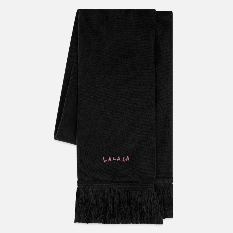 LA LA LA bestickt - Strickschal - Schwarz