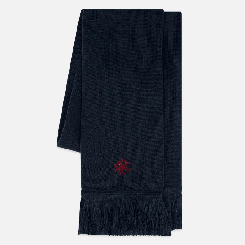 Oktopus bestickt - Strickschal - French Navy