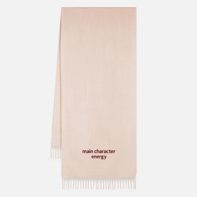 Statement Spruch bestickt - Oversized Schal - Soft-Rosé