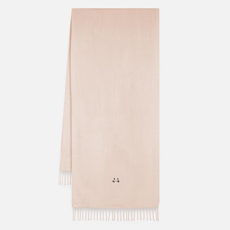 Contour Chat Brodé - Écharpe oversize - Rose crème