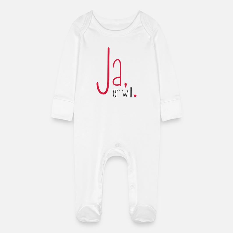 Ja er will - Junggesellenabschied Junggeselle - Baby Bio-Schlafanzug mit Kratzhandschuhen - Weiß