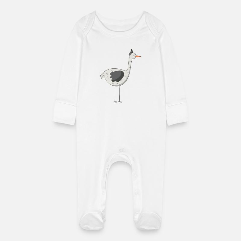 Oiseau - Grenouillère bio avec gants Bébé - blanc
