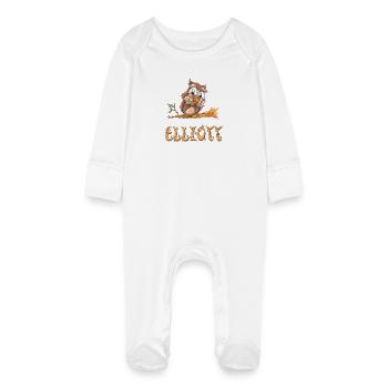 Owl Elliott - Grenouillère bio avec gants Bébé - blanc - Devant