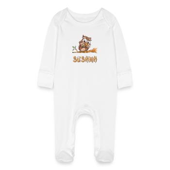 Owl Susana - Grenouillère bio avec gants Bébé - blanc - Devant