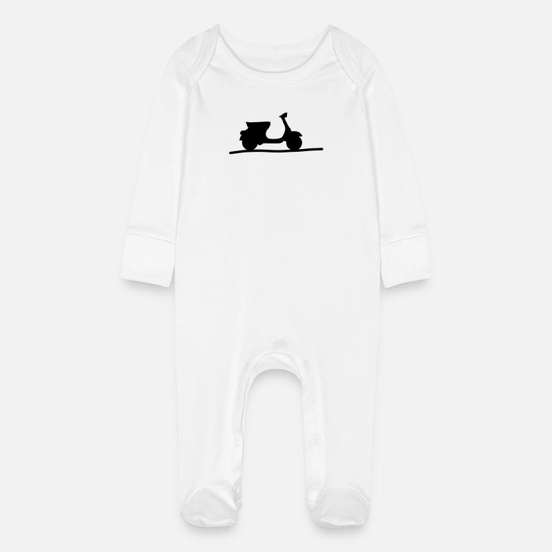 snowmobile - Baby Organic Sleepsuit with Scratch Mitts - white